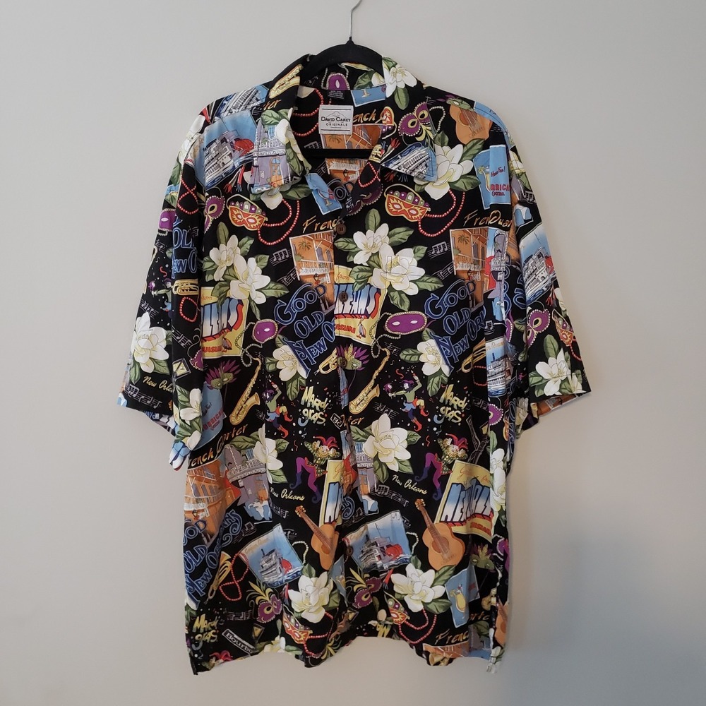 David Carey Originals Mens Mardi Gras New Orleans Novelty Shirt XXL Button Up